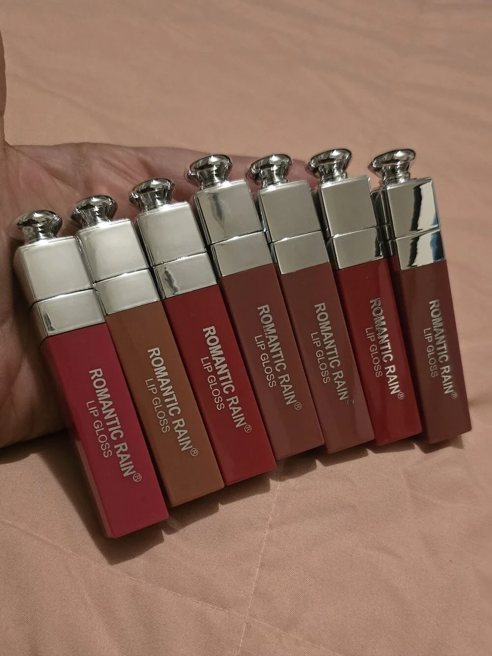 ROMANTIC RAIN Lip Gloss Set - Assorted Pink, Nude & Red Shades